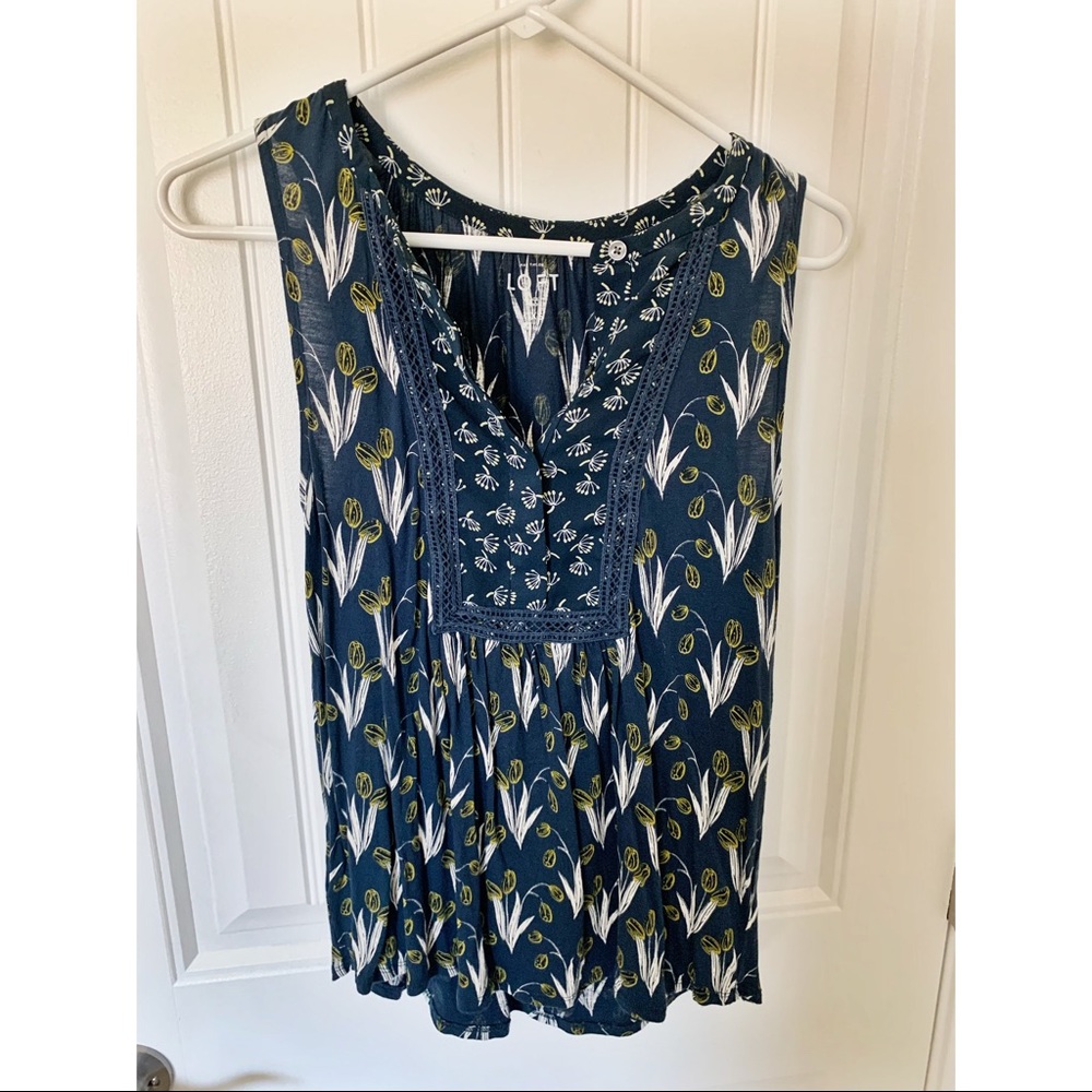 LOFT Navy Floral Tank